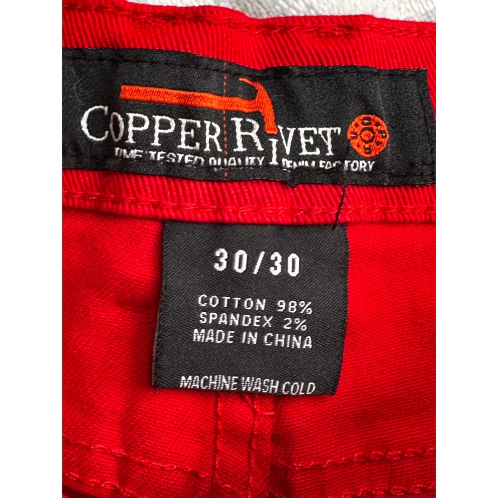 NWT Copper Rivet Jeans Mens 30x30 Red Slim Fit Streetwear - Picture 3 of 10